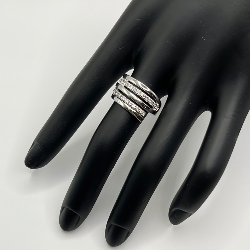 Sterling silver and CZ statement ring